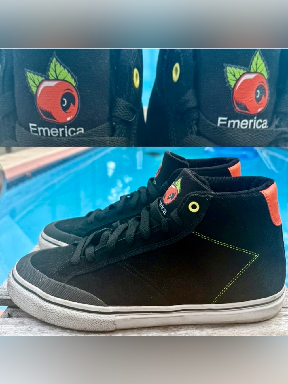 Emerica x OJ Wheels Omen Hi Skate Shoes Black Mens 10.5